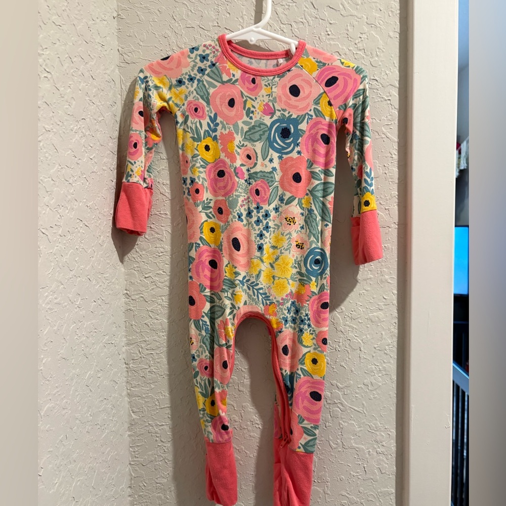 Little Sleepies Floral Pink Yellow Blue Long Sleeve Pajamas